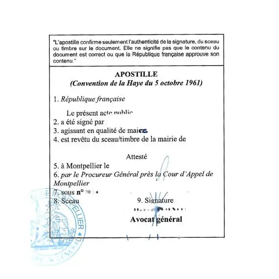 Apostille conforme à la Convention de La Haye – DocuTrad