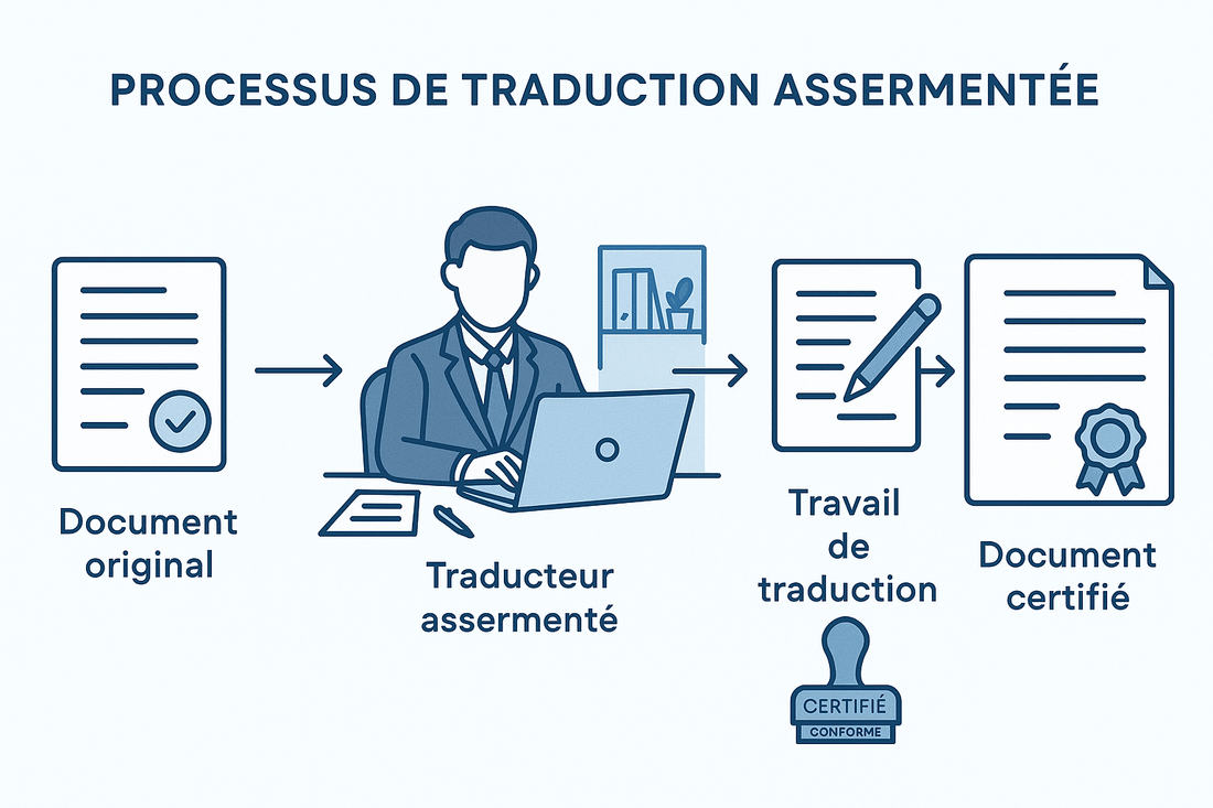Traducteur agréé effectuant une traduction assermentée avec cachet officiel – DocuTrad