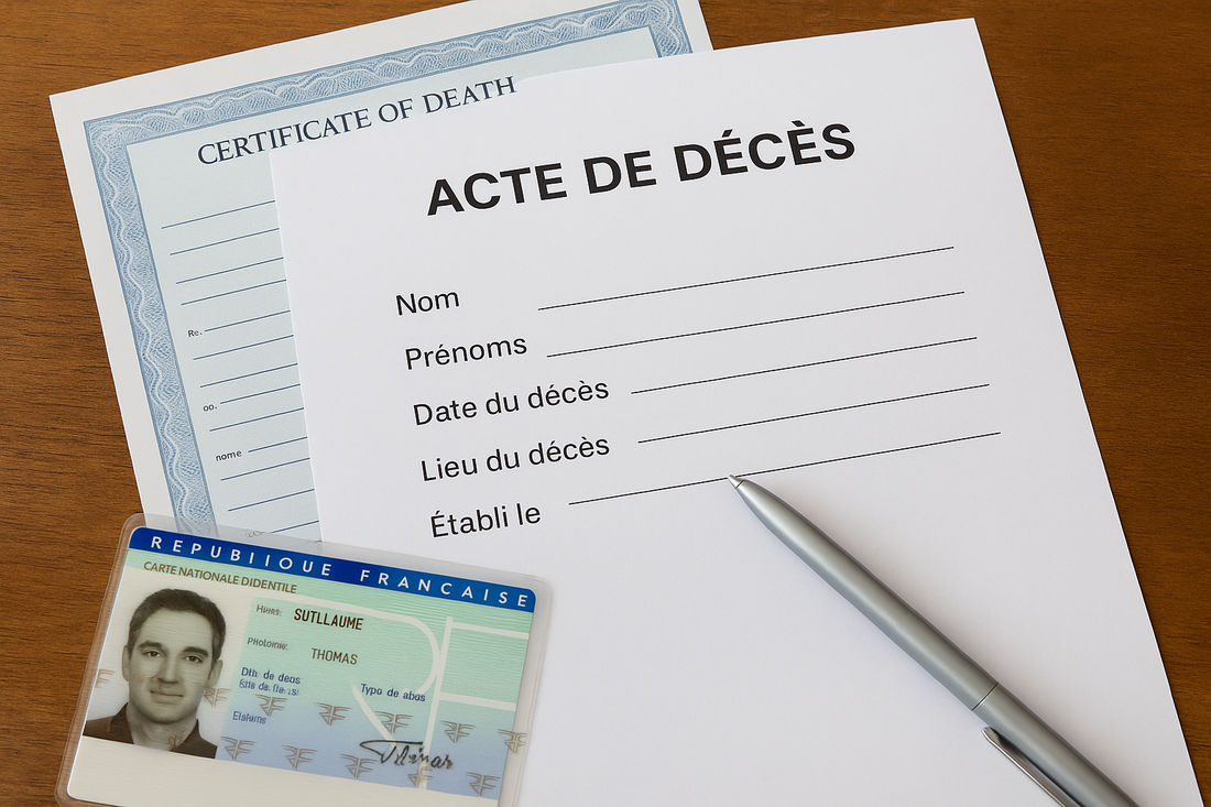 Acte de décès traduit et certifié pour démarches administratives internationales – DocuTrad