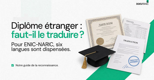 Diplôme universitaire étranger, relevé de notes, toque et traduction assermentée tamponnée