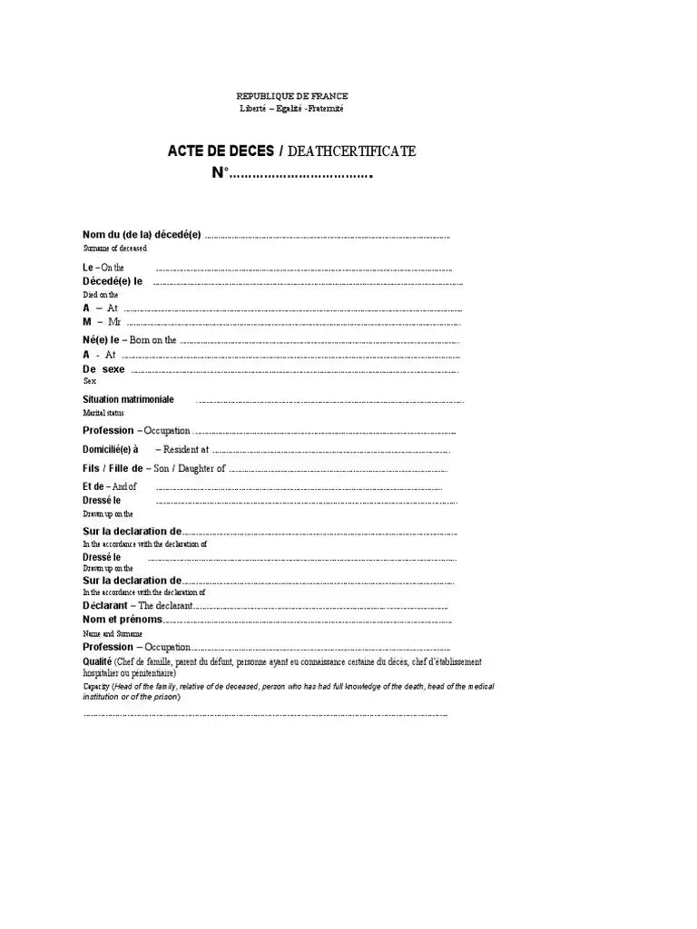 Traduction assermentée d’acte de décès reconnue en France et à l’étranger – DocuTrad