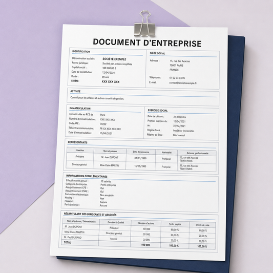 Document d’entreprise pour traduction assermentée – DocuTrad
